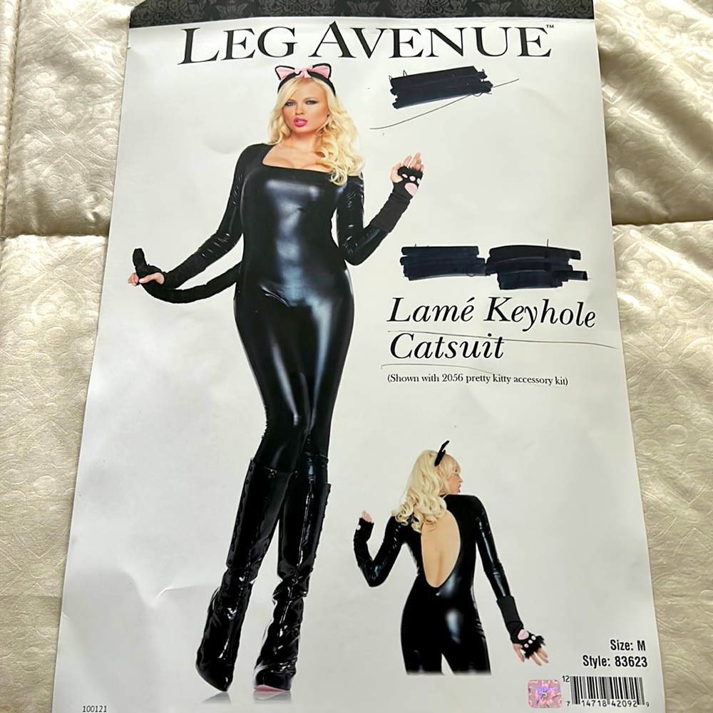 Black Catsuit Halloween costume with tail